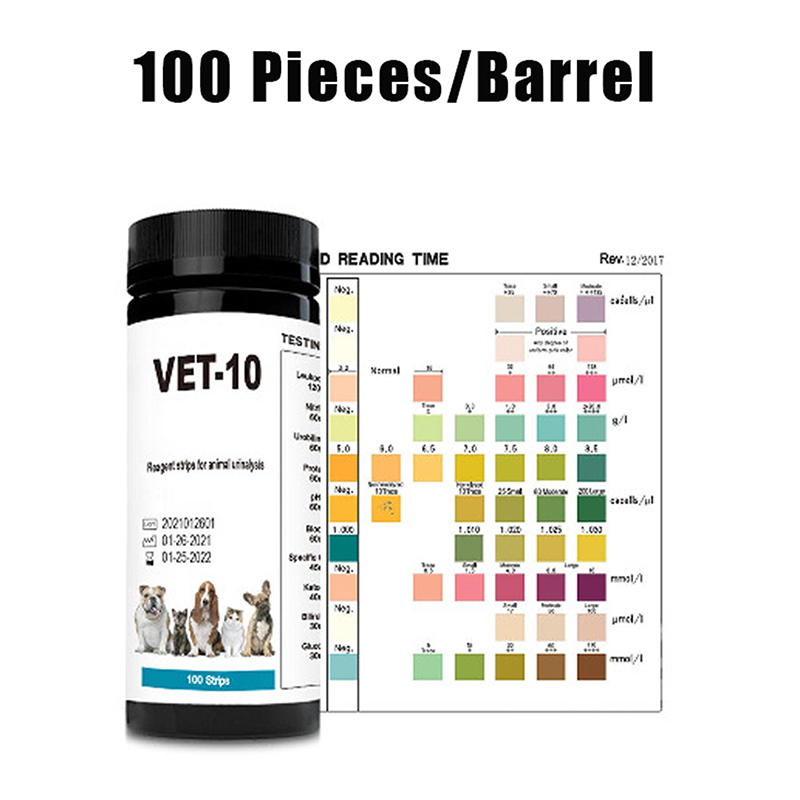 Urinalysis Reagent Strip - 100 Stück 10-Parameter-Urin-Teststreifen für Katzen und